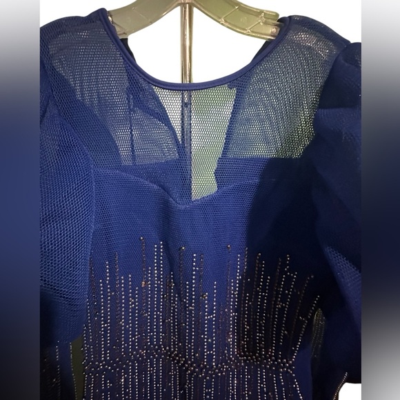 Sauvage airtech fabric mesh fish like net fabric puff sleeve dress size 48 - Picture 10 of 12